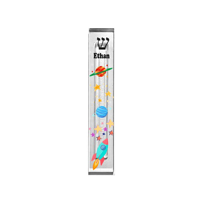 Personalized Acrylic Mezuzah – Outer Space Custom Name Case with UV Print