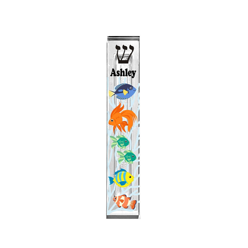 Personalized Acrylic Mezuzah - Fish Design Custom Mezuzah Case for Jewish Home Decor