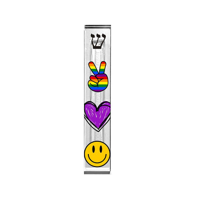 Personalized Acrylic Mezuzah - Custom Peace Love Happiness Case | Modern Judaica Decor