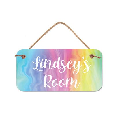 Personalized Name Sign - Rainbow Swirl Sign | Waterproof PVC Kids Room Decor