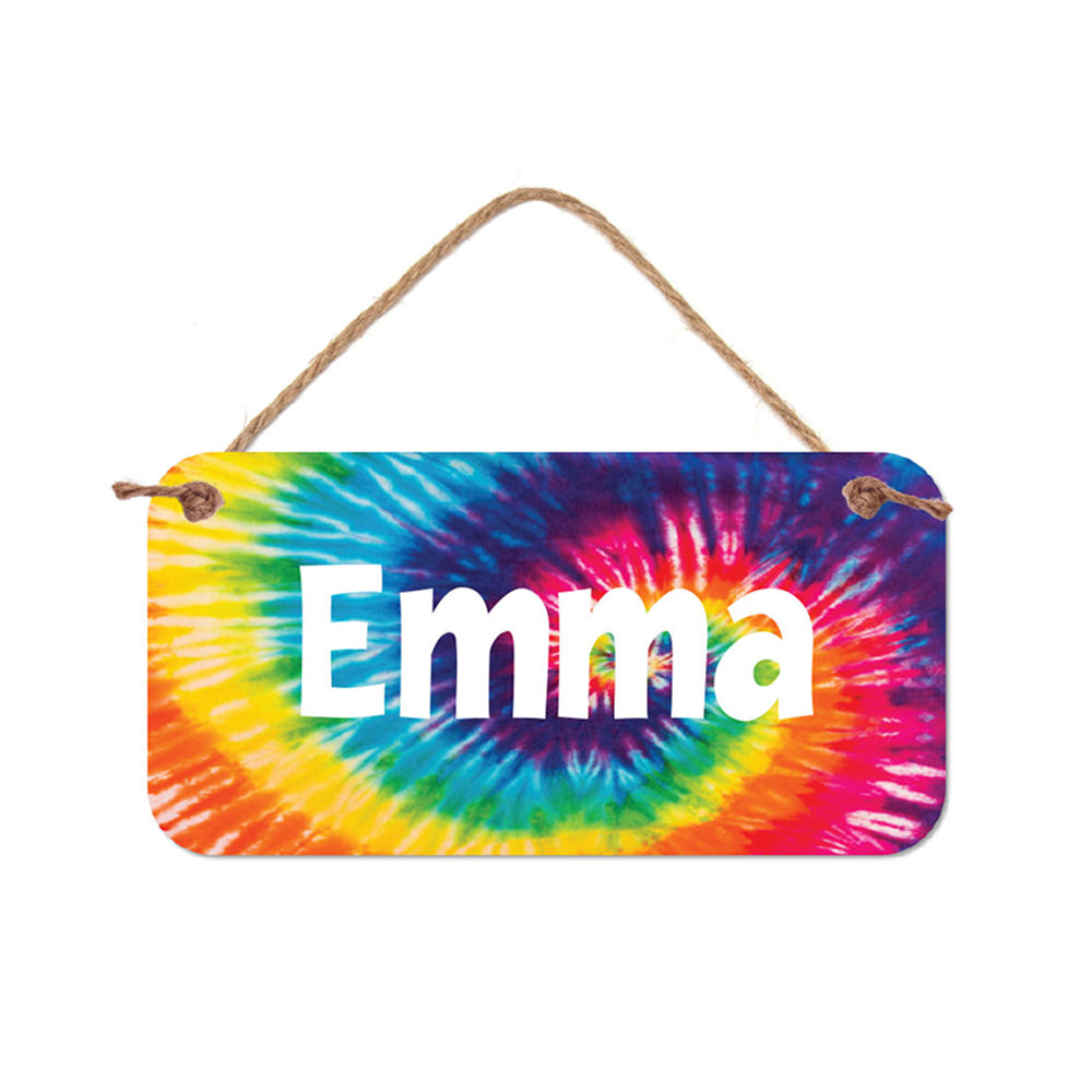 Personalized Tie Dye Sign - Custom Name Plaque 5x10 Waterproof PVC Room Decor