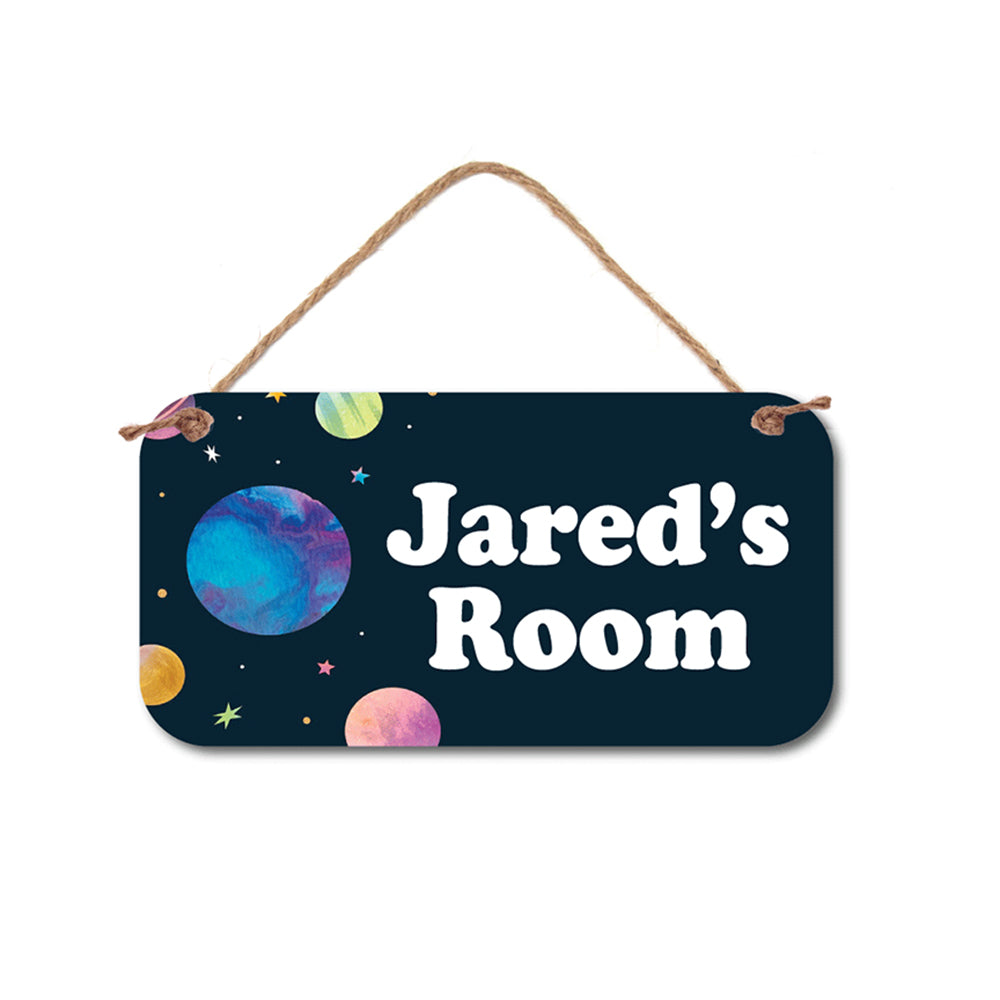 Personalized Name Sign - Custom Bedroom Decor | UV Printed Space Rocket Sign