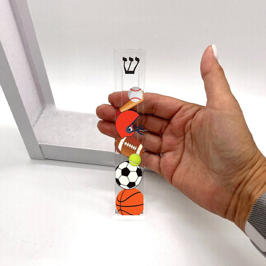 Personalized Sports Mezuzah - Acrylic Mezuzah Case with Custom Name Design