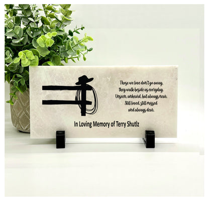 Cowboy Memorial Stone - Personalized Outdoor Memorial Stone With Tribute