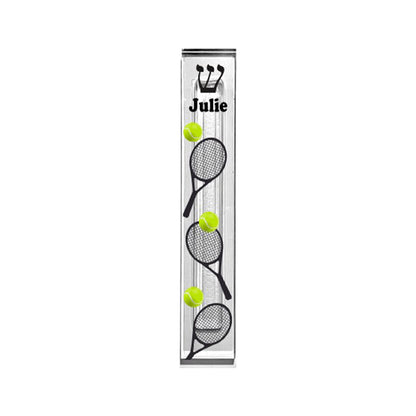 Tennis Mezuzah Case – Personalized Acrylic Judaica Gift With Racquet Design
