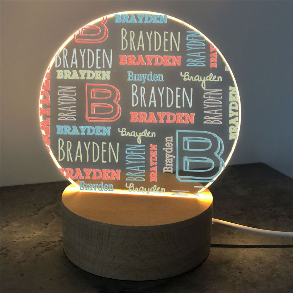 Personalized Kid's Name Round LED Sign – Custom Bedroom Light Up Sign