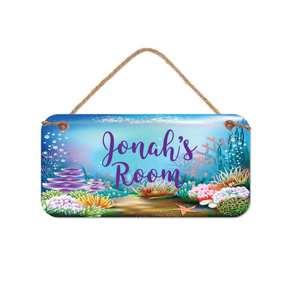 Personalized Room Sign - Under the Sea Theme | Durable PVC Waterproof Kids Wall Art