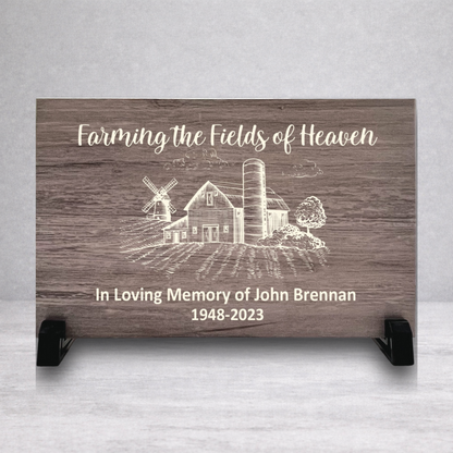Farmer Memorial Plaque - Custom Wood Memorial Gift Plaque for Grief Remembrance