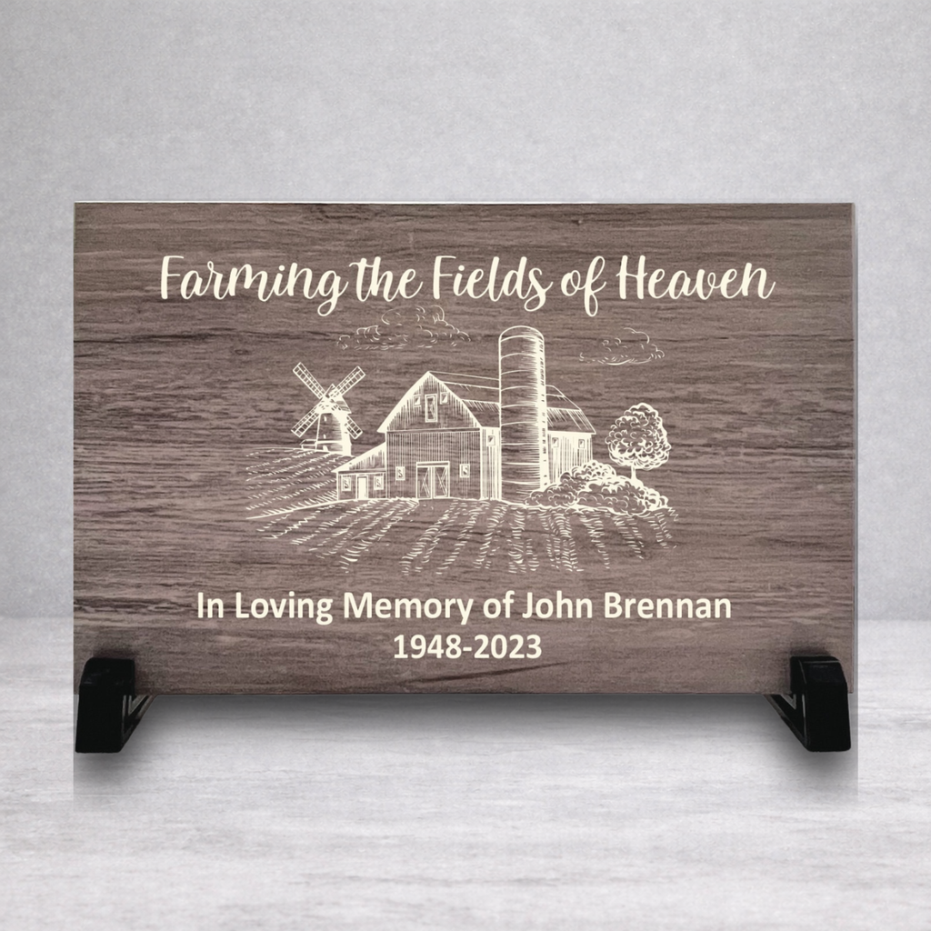 Farmer Memorial Plaque - Custom Wood Memorial Gift Plaque for Grief Remembrance