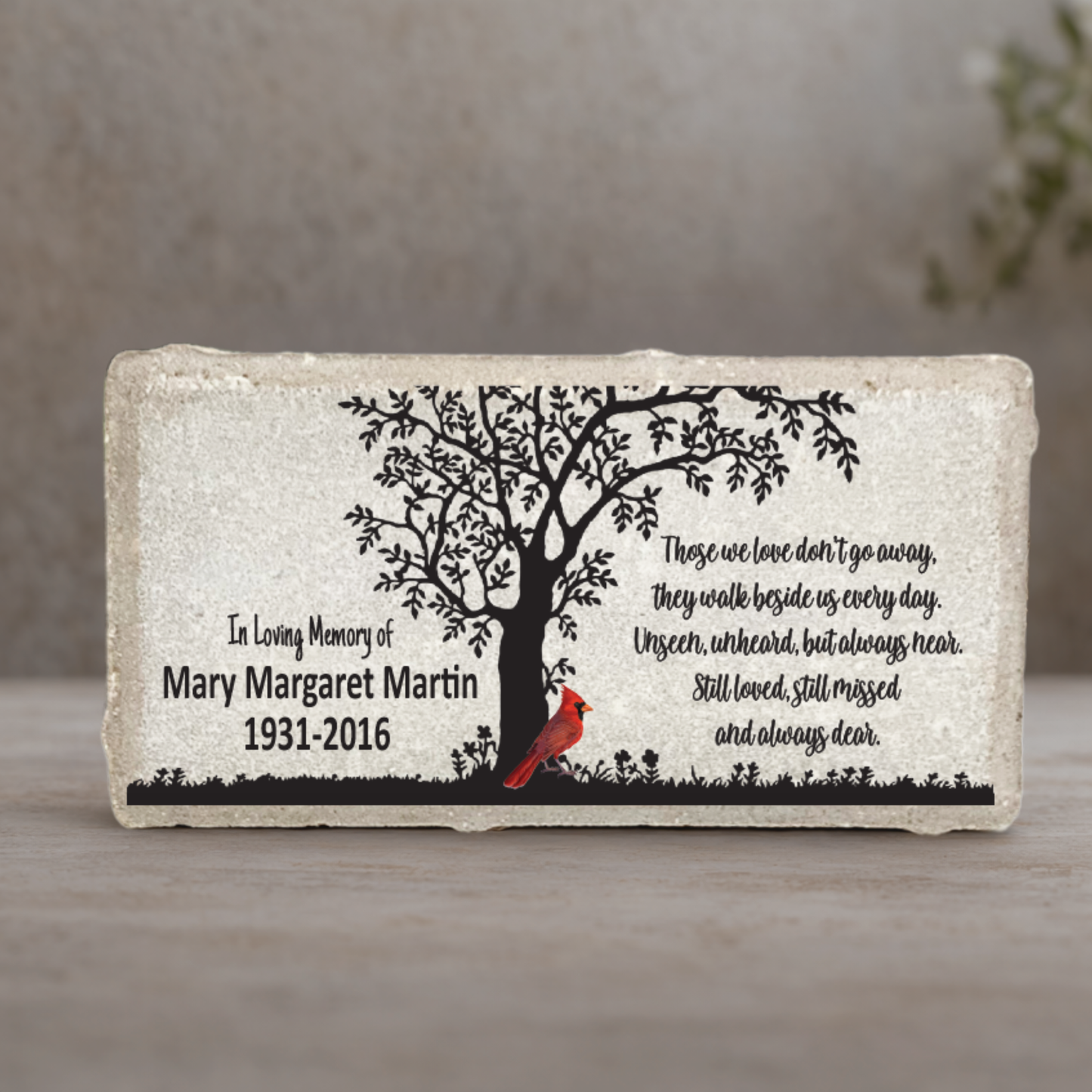 Personalized Cardinal Memorial Stone – Custom Memorial Plaque | Bereavement Gift