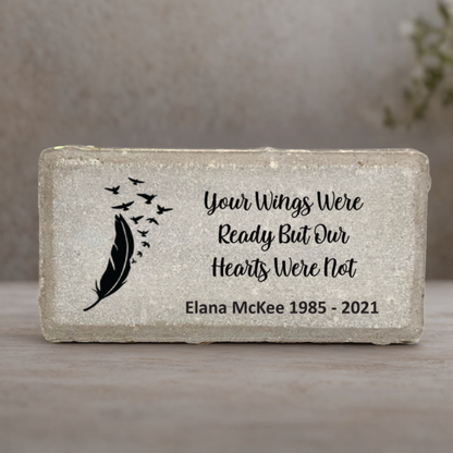 Personalized Memorial Stone – Custom Feather Design | Sympathy Plaque