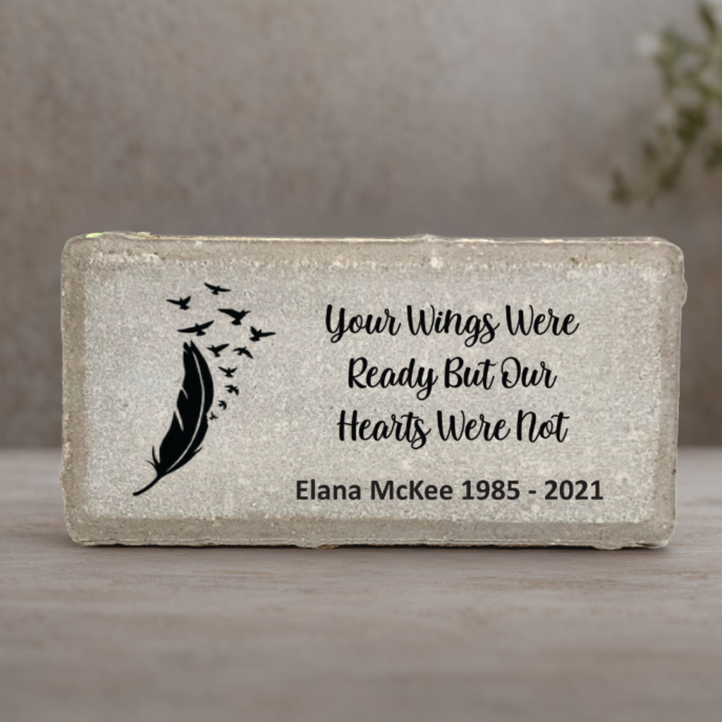 Personalized Memorial Stone – Custom Feather Design | Sympathy Plaque