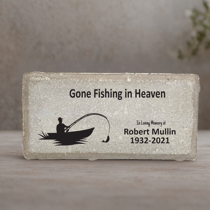 Fisherman Memorial Stone – Personalized Concrete Or Marble Memorial Gift