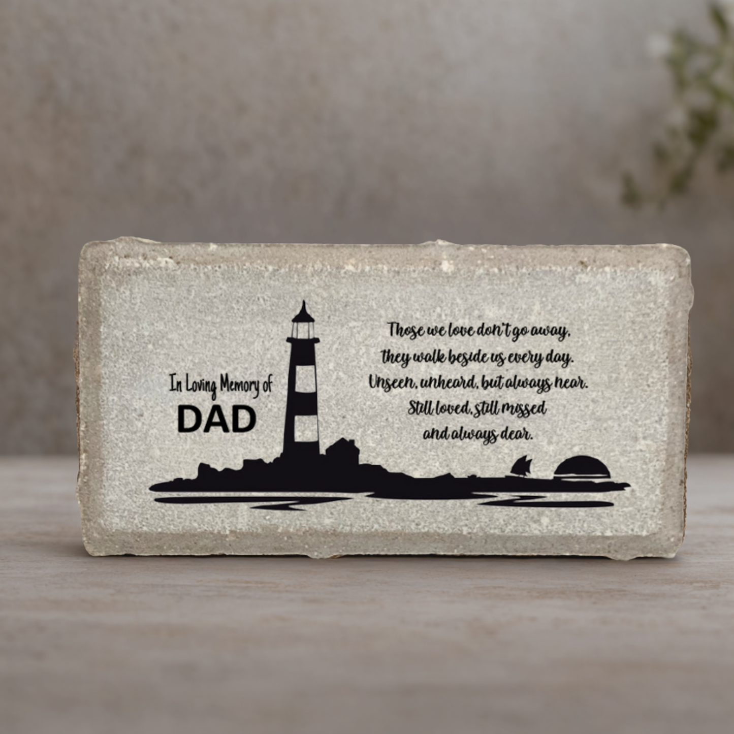 Lighthouse Memorial Stone - Personalized Concrete Or Marble Tribute