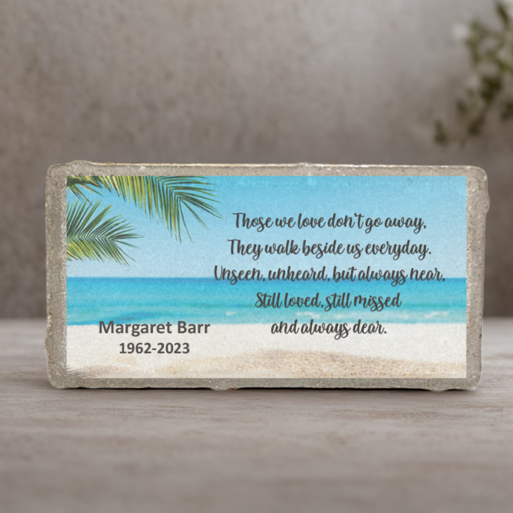 Personalized Memorial Stone - Beach Theme | Custom Sympathy Gift | Indoor Outdoor Memorial