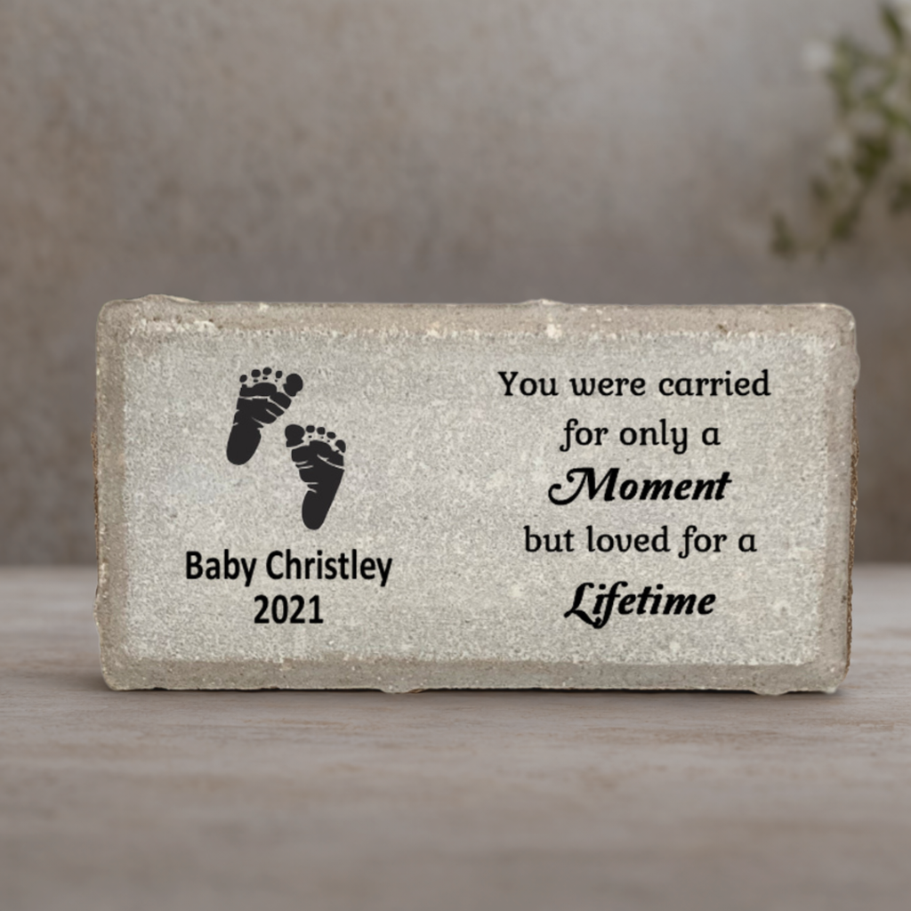 Baby Memorial Stone - Personalized Infant Keepsake | Concrete or Marble Stone