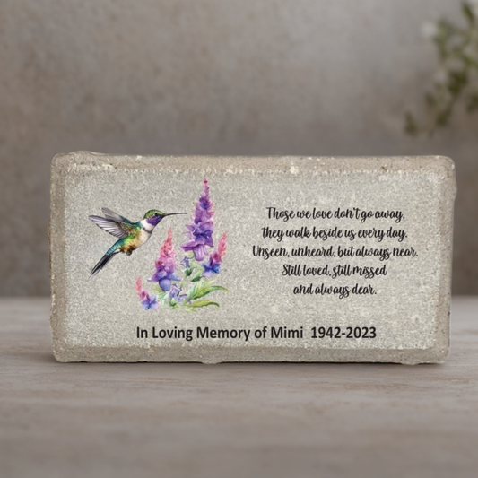 Personalized Memorial Stone - Hummingbird Memorial Gift With Flowers - Custom Sympathy Stone