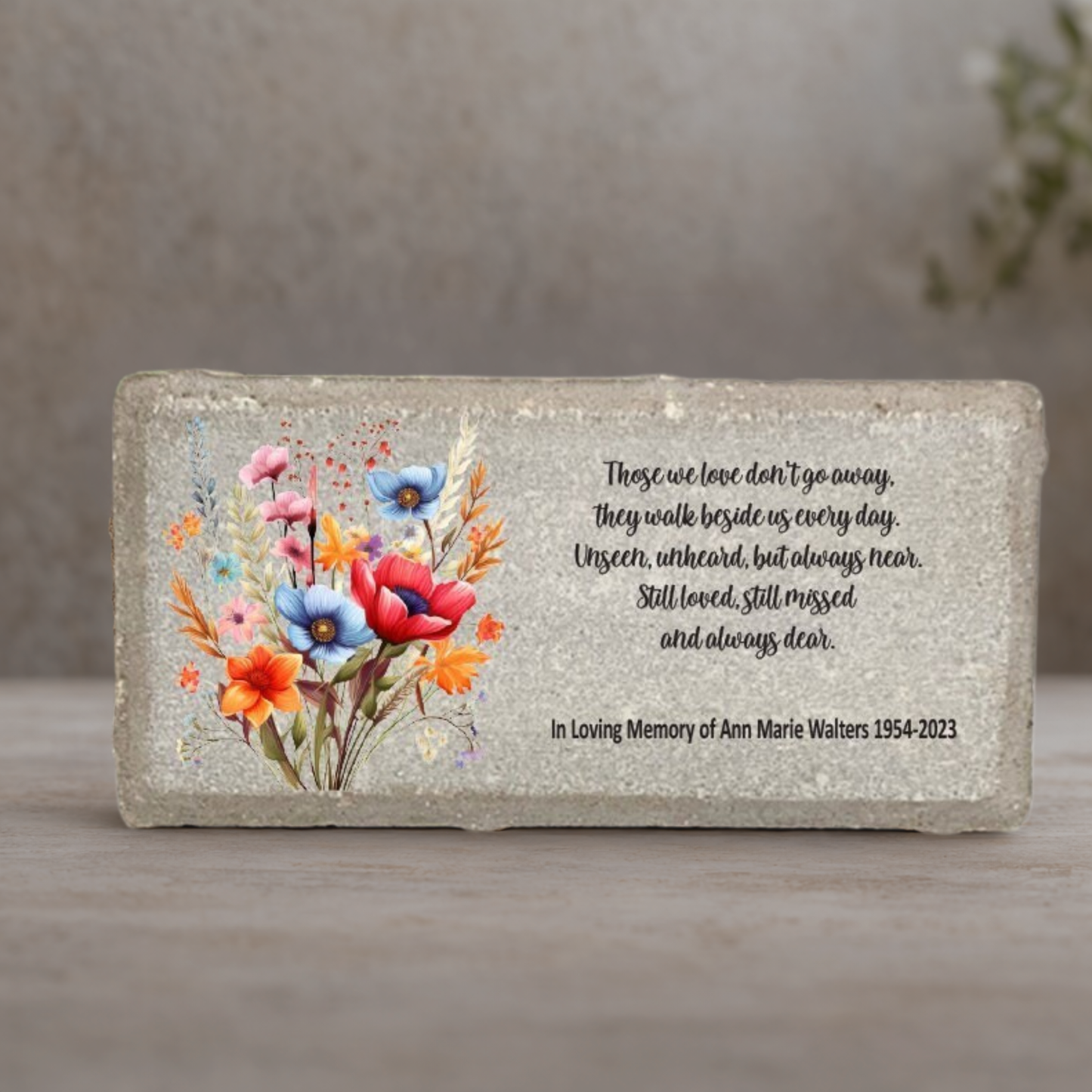 Wildflower Memorial Stone - Personalized Sympathy Gift | Custom Bereavement Keepsake