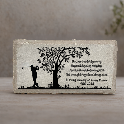 Golfer Memorial Stone - Personalized Golder Tribute Plaque | Custom Sympathy Gift