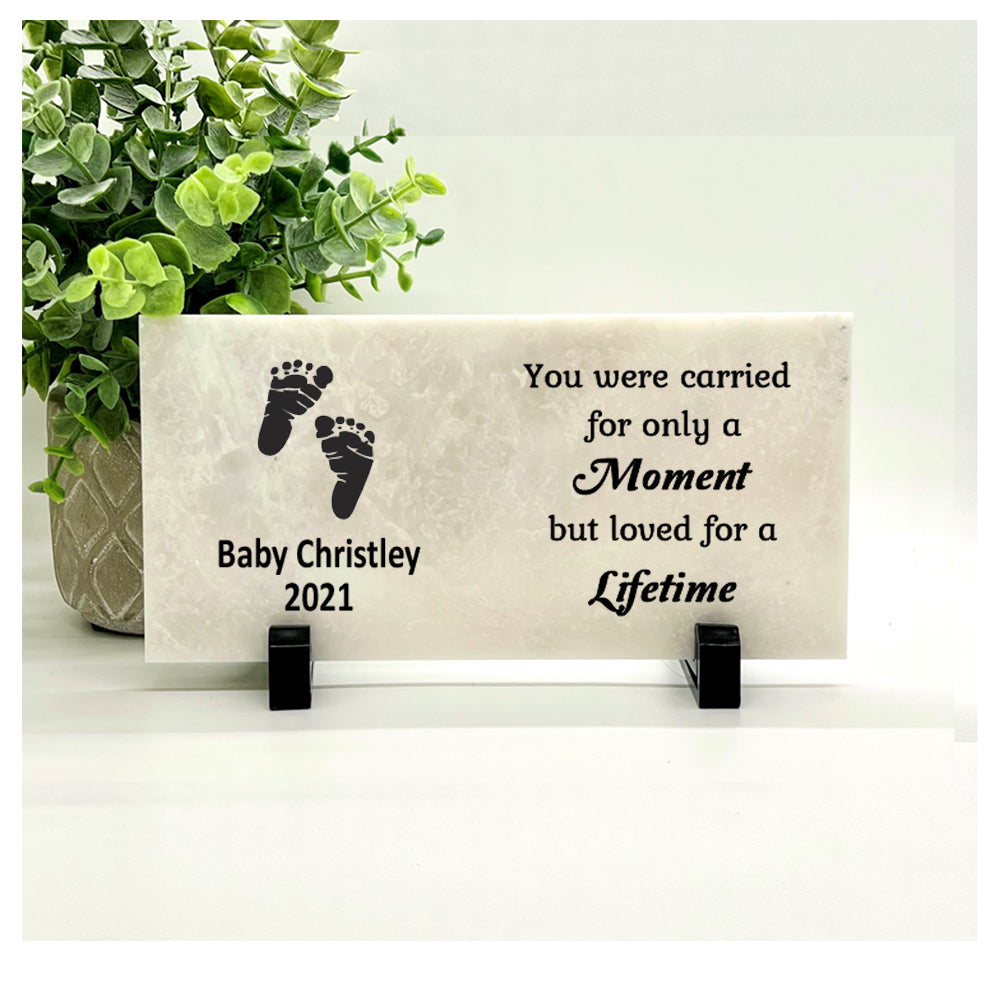 Baby Memorial Stone - Personalized Infant Keepsake | Concrete or Marble Stone