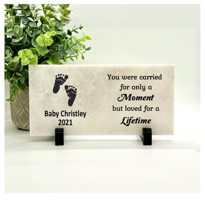 Baby Memorial Stone - Personalized Infant Keepsake | Concrete or Marble Stone