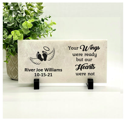 Baby Memorial Stone - Personalized Infant Keepsake | Concrete or Marble Stone