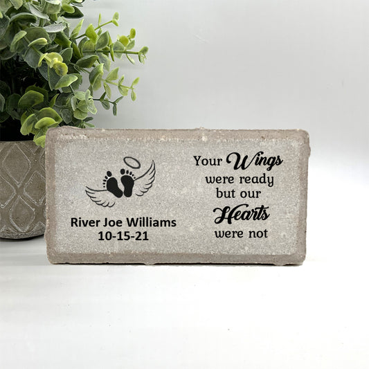 Baby Memorial Stone - Personalized Infant Keepsake | Concrete or Marble Stone