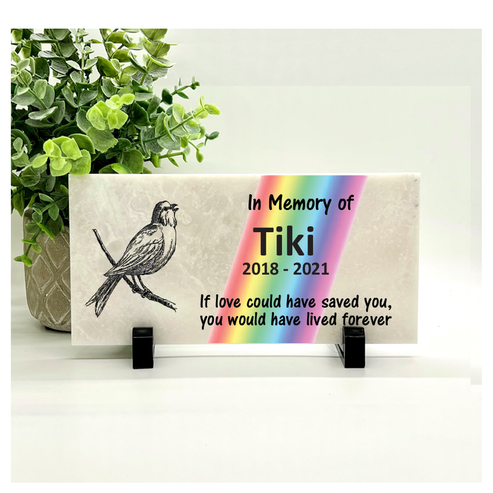 Bird Memorial Stone - Personalized Rainbow Bridge Pet Memorial