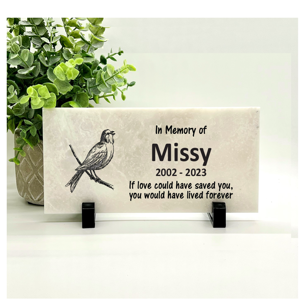 Bird Memorial Stone - Personalized Pet Memorial Gift | Concrete & Marble Plaques