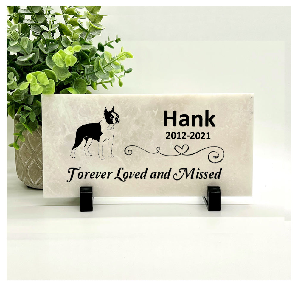 Boston Terrier Memorial Stone - Personalized Dog Memorial Custom Pet Tribute