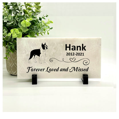 Boston Terrier Memorial Stone - Personalized Dog Memorial Custom Pet Tribute