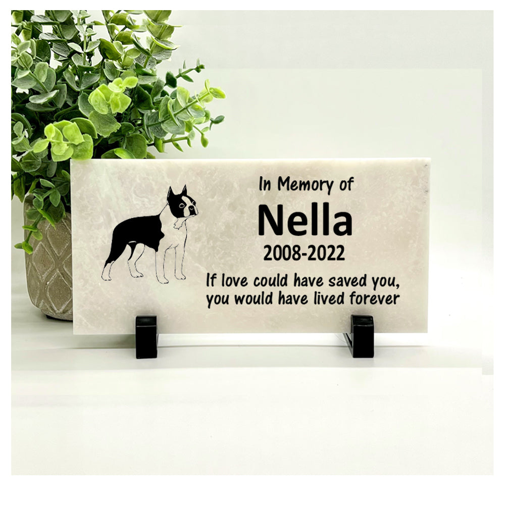 Boston Terrier Memorial Stone - Personalized Pet Memorial Keepsake With Custom Name