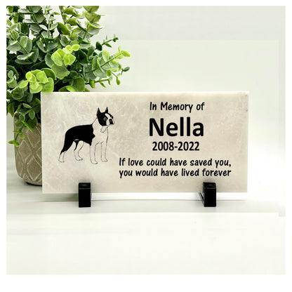 Boston Terrier Memorial Stone - Personalized Pet Memorial Keepsake With Custom Name