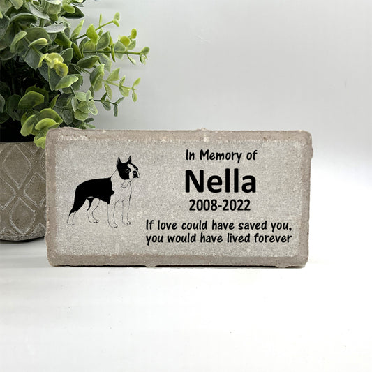Boston Terrier Memorial Stone - Personalized Pet Memorial Keepsake With Custom Name