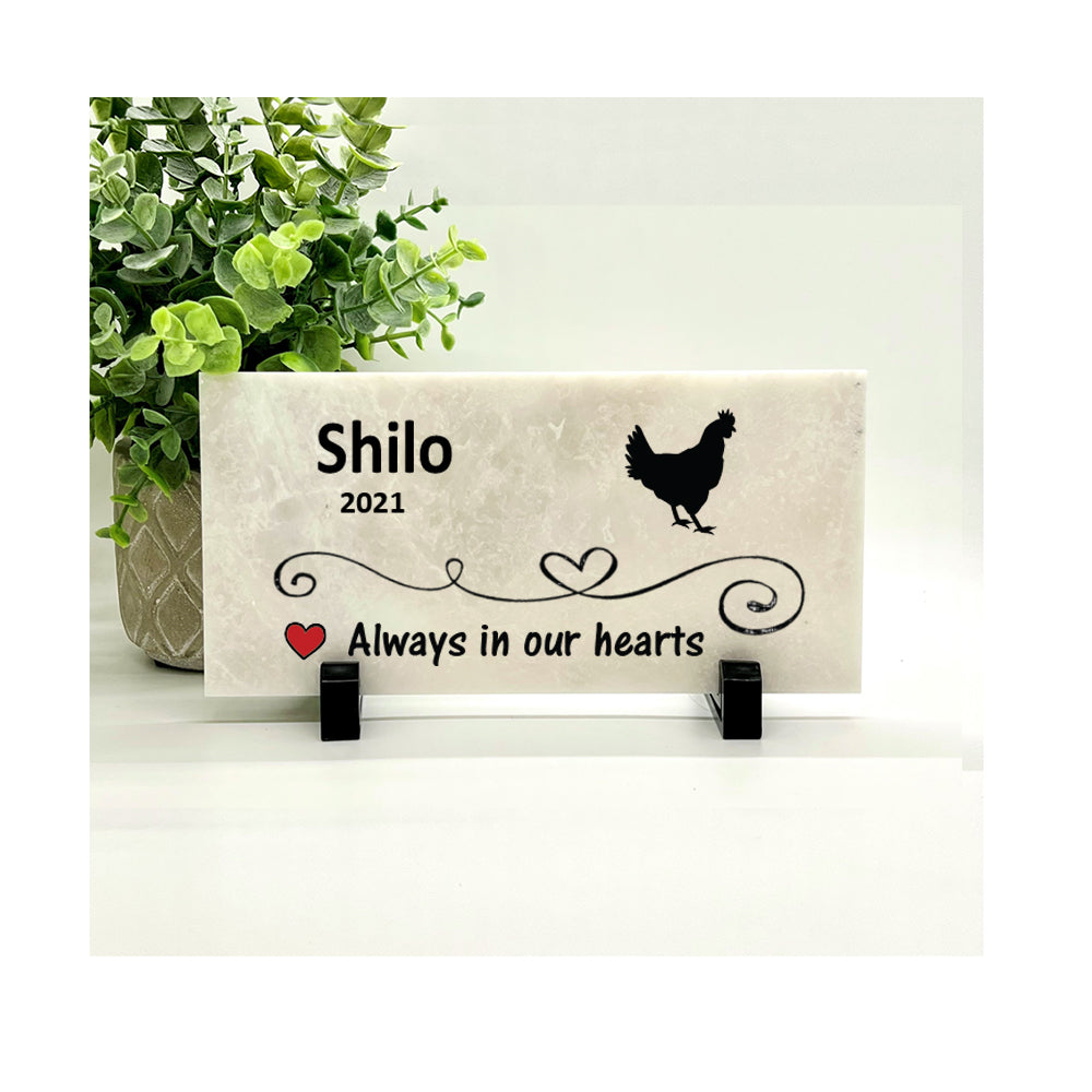 Chicken Memorial Stone - Personalized Pet Loss Gift | Custom Concrete or Marble Keepsake
