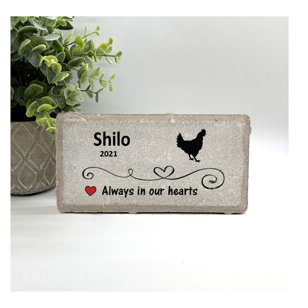 Chicken Memorial Stone - Personalized Pet Loss Gift | Custom Concrete or Marble Keepsake