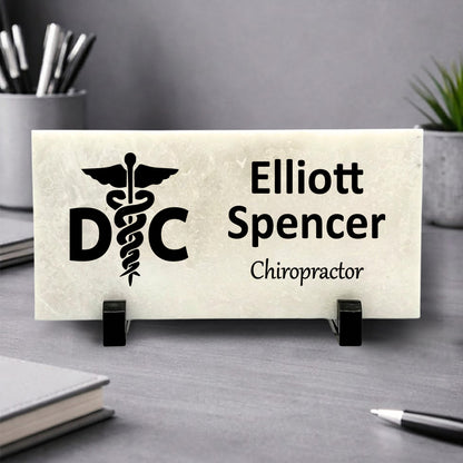 Chiropractor Marble Desk Name Plate