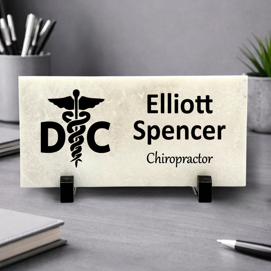 Chiropractor Marble Desk Name Plate