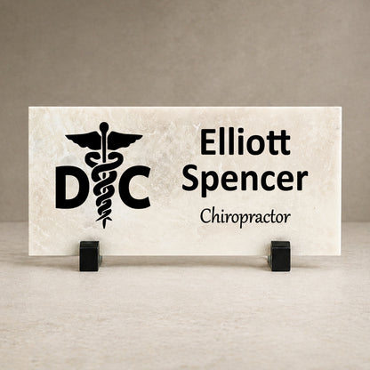 Chiropractor Marble Desk Name Plate
