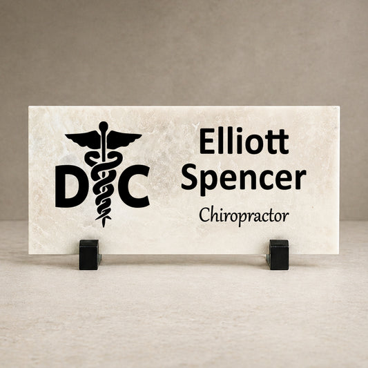 Chiropractor Marble Desk Name Plate