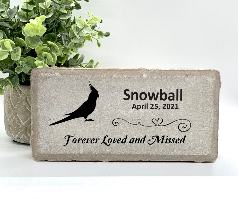 Cockatiel Memorial Stone - Personalized Pet Memorial | Custom Concrete & Marble Marker