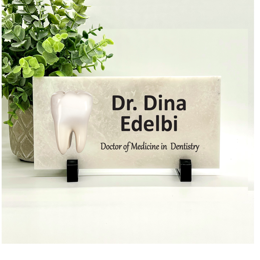 Dentist Desk Sign - Personalized Marble Name Plate & Office Plaque