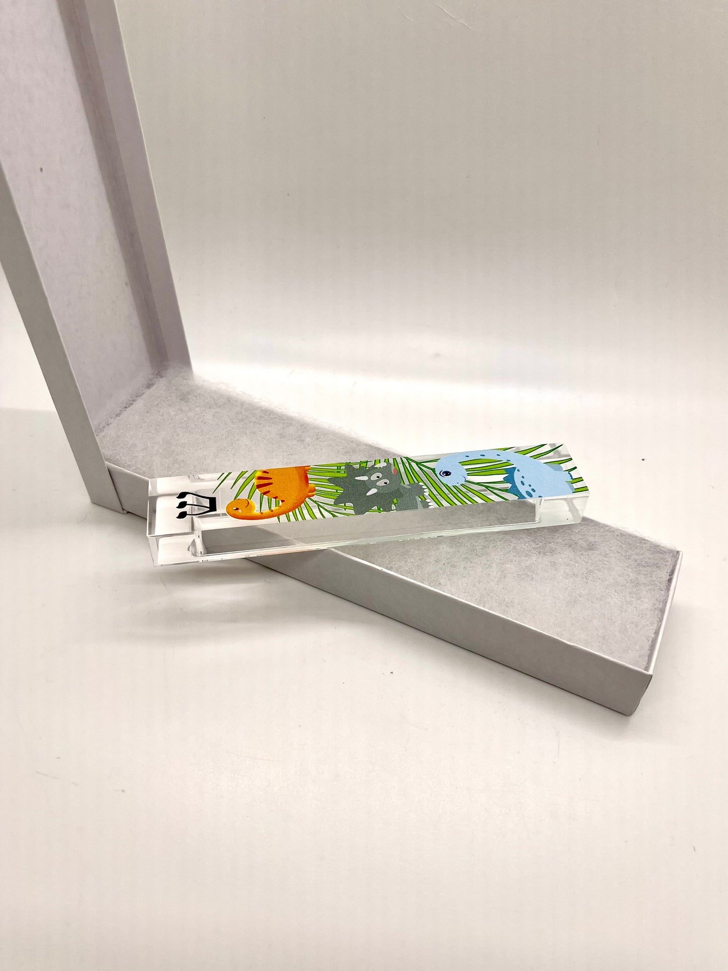 Personalized Dinosaur Mezuzah - Acrylic Case With Colorful Dinosaur Design, Kids Gift