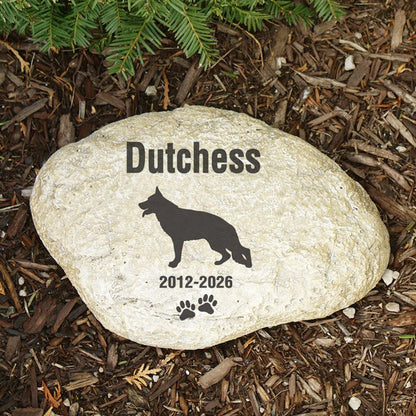 Dog Memorial Stone – Personalized Garden Tribute with Custom Breed Silhouette