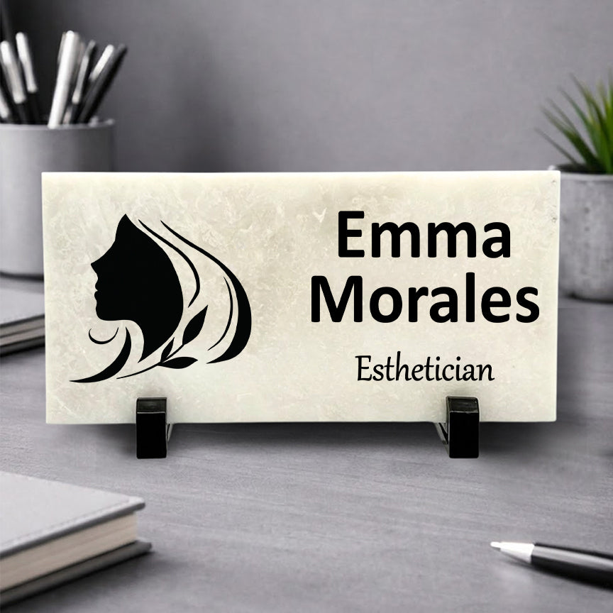 Esthetician Marble Desk Name Plate
