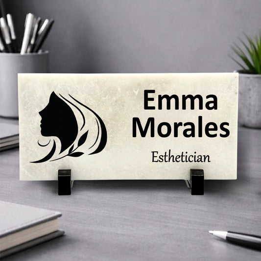 Esthetician Marble Desk Name Plate