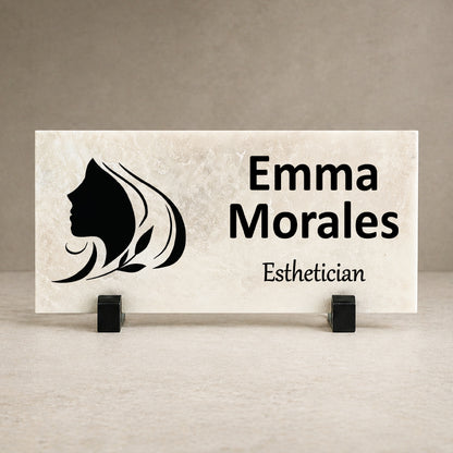 Esthetician Marble Desk Name Plate
