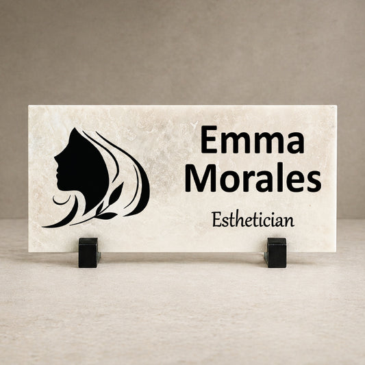 Esthetician Marble Desk Name Plate