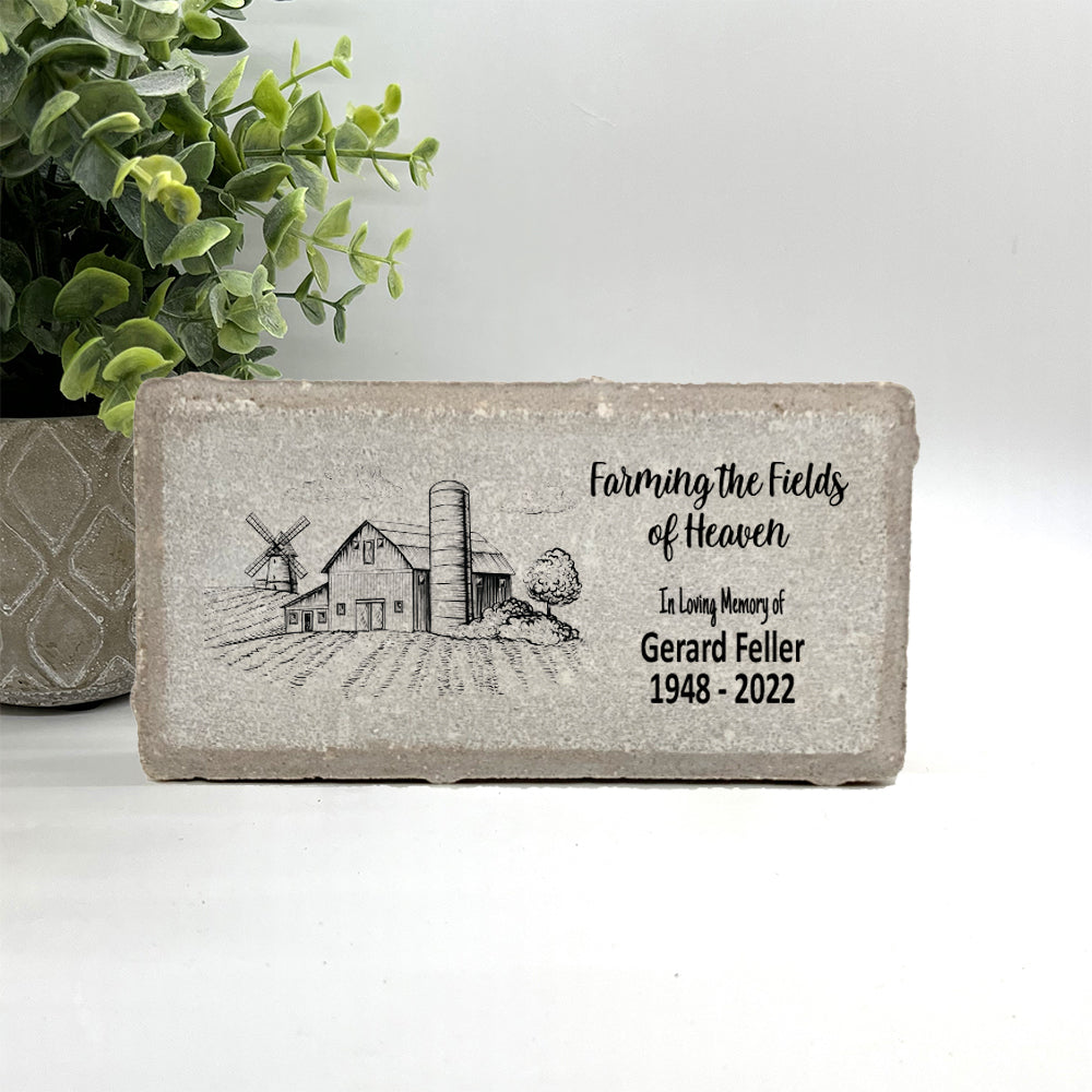 Farmer Memorial Stone – Personalized Outdoor Concrete or Marble Tribute Plaque