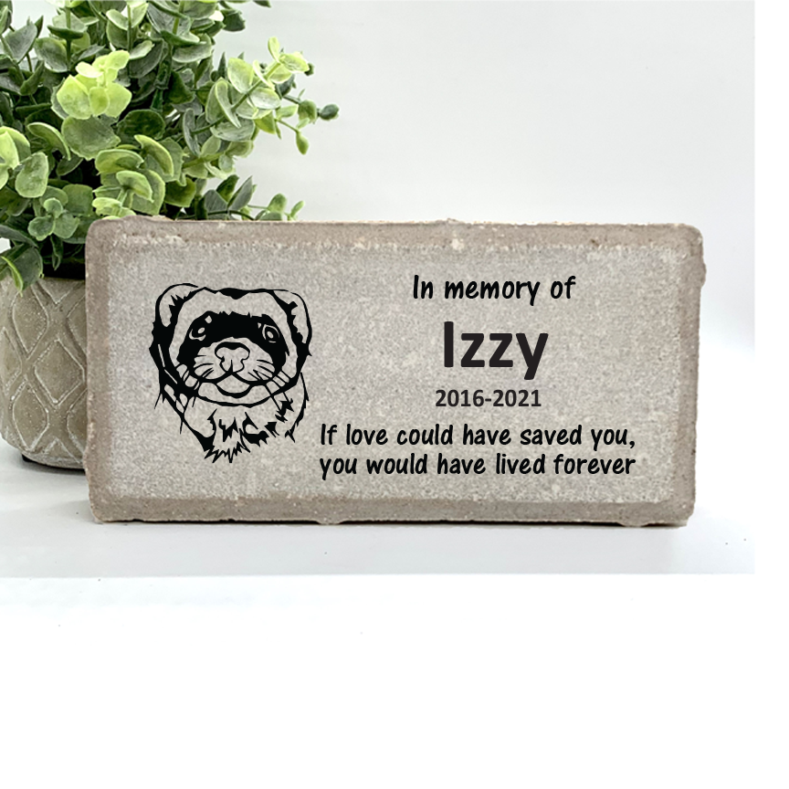 Ferret Memorial Stone - Personalized Pet Grave Marker | Outdoor Garden Plaque